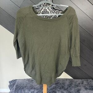 Express‎ Y2K 3/4 Sleeve Sweater Rounded Waist Criss Cross Back